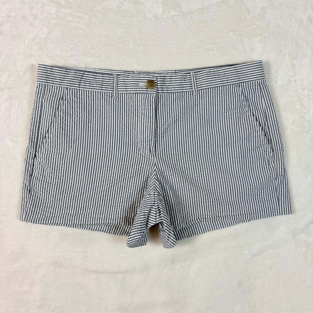 Gap Sunkissed Shorts Women 6 Blue Seersucker Excellent Striped Cotton 3.5 Inseam